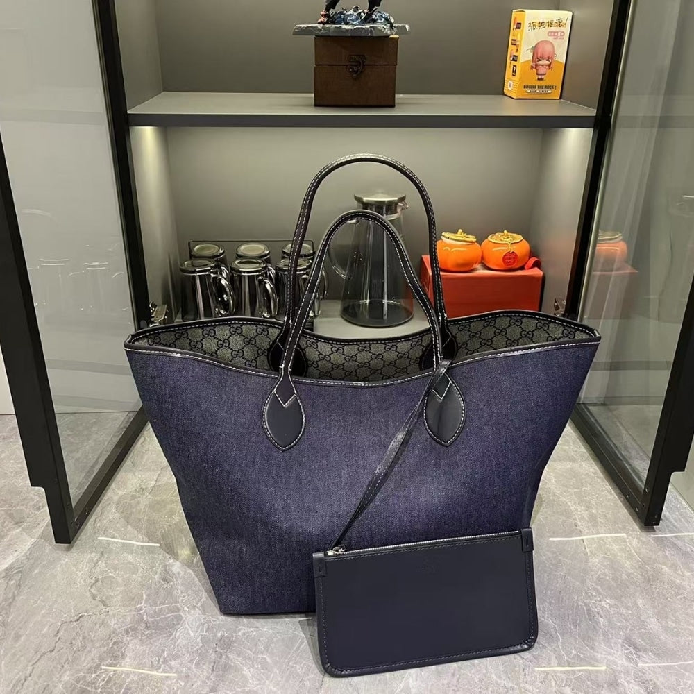 GUCCI TOTISSIMA MEDIUM REVERSIBLE TOTE DENIM DARK BLUE 30CM 820481 FAD3J 8441