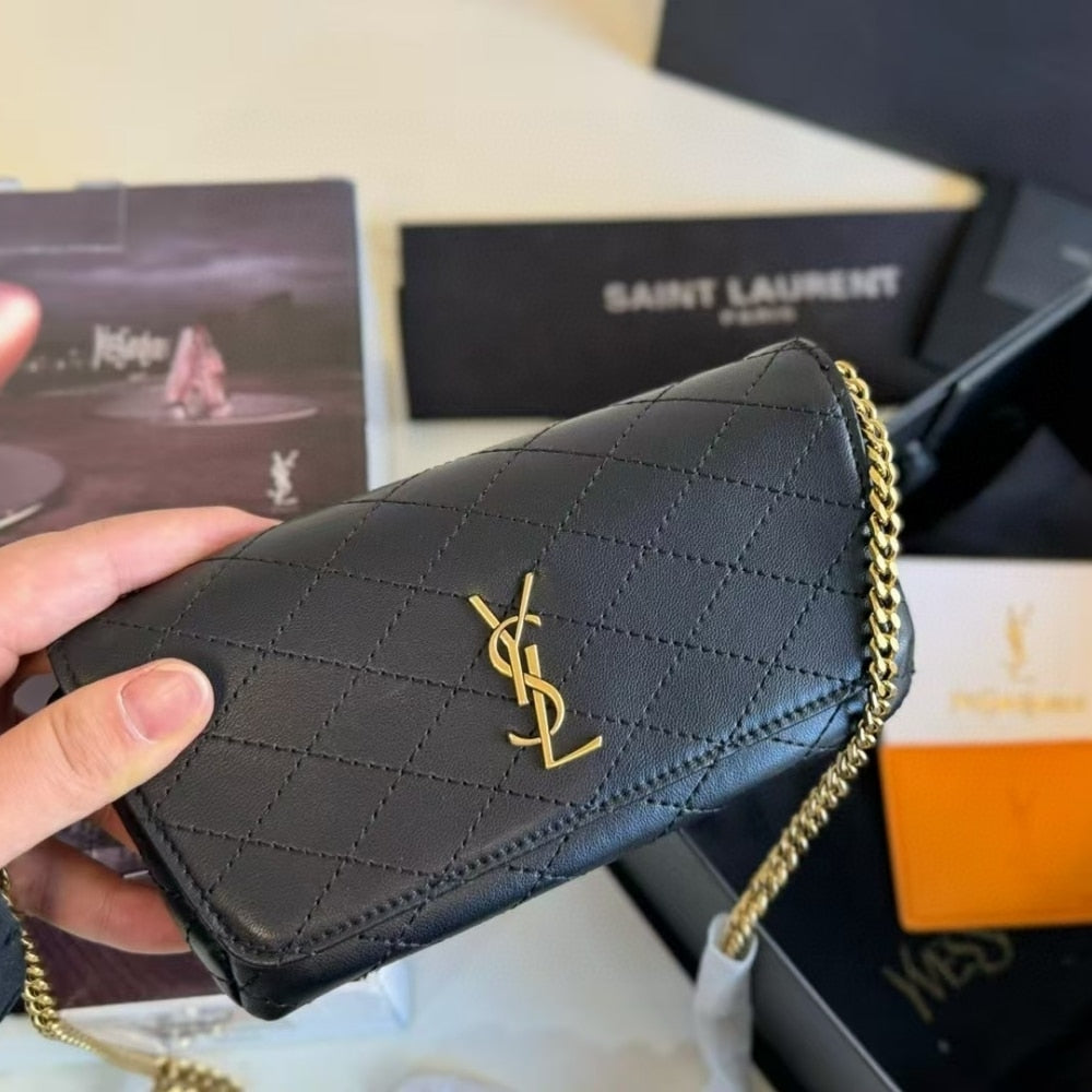 SAINT LAURENT GABY PHONE CASE BAG BLACK 19CM