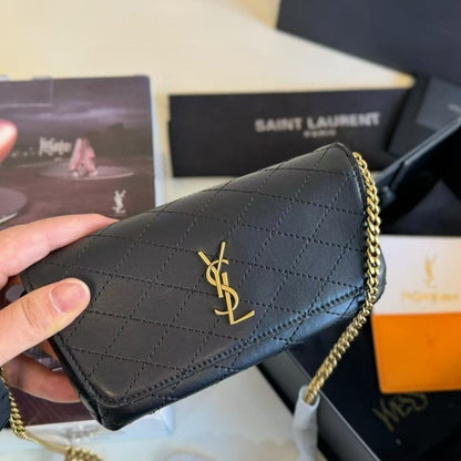 SAINT LAURENT GABY PHONE CASE BAG BLACK 19CM