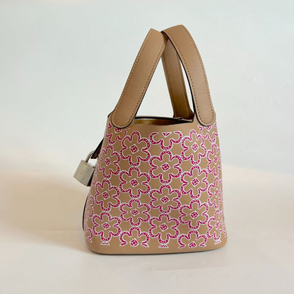 Hermès Micro Lucky Daisy Picotin 14 Swift Chai / Rose / White