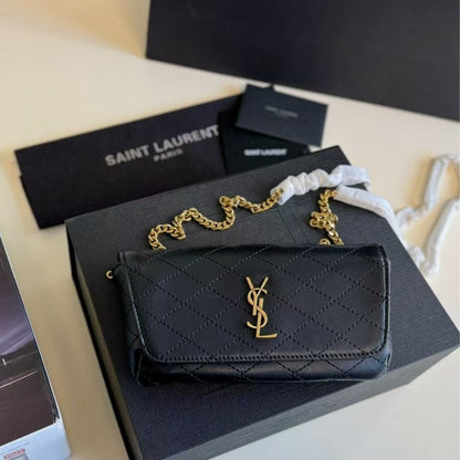 SAINT LAURENT GABY PHONE CASE BAG BLACK 19CM