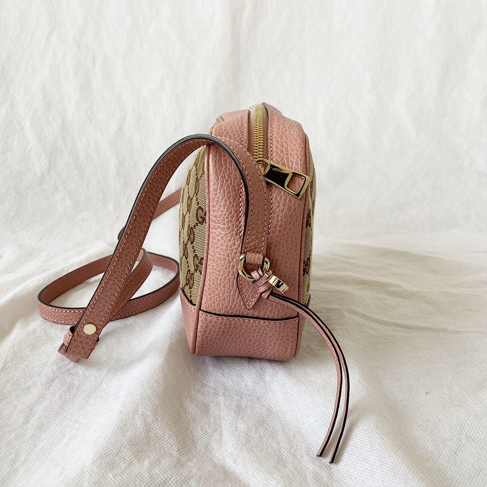 Gucci Bree GG Canvas Leather Mini Messenger Bag Pink
