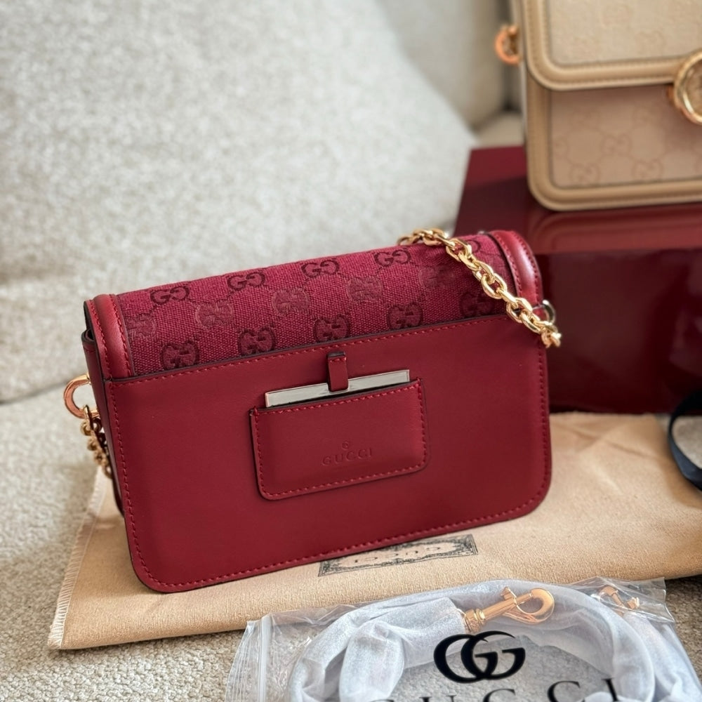 GUCCI GO SMALL SHOULDER BAG ROSSO ANCORA RED 21CM ‎826761 FAEKL 6207