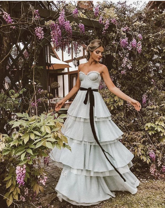 White fashion tube top elegant long floor-length layered tulle ball gown evening dress gh3364