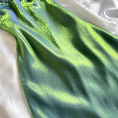 Green Shiny Stunning Beautiful Elegant Floral Long Satin Ball Gown Evening Gown Birthday Party Dress Prom Gown gh4231