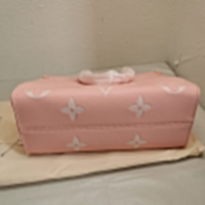 LOUIS VUITTON ONTHEGO MM MONOGRAM EMPREINTE LEATHER TRIANON PINK 33CM M46286