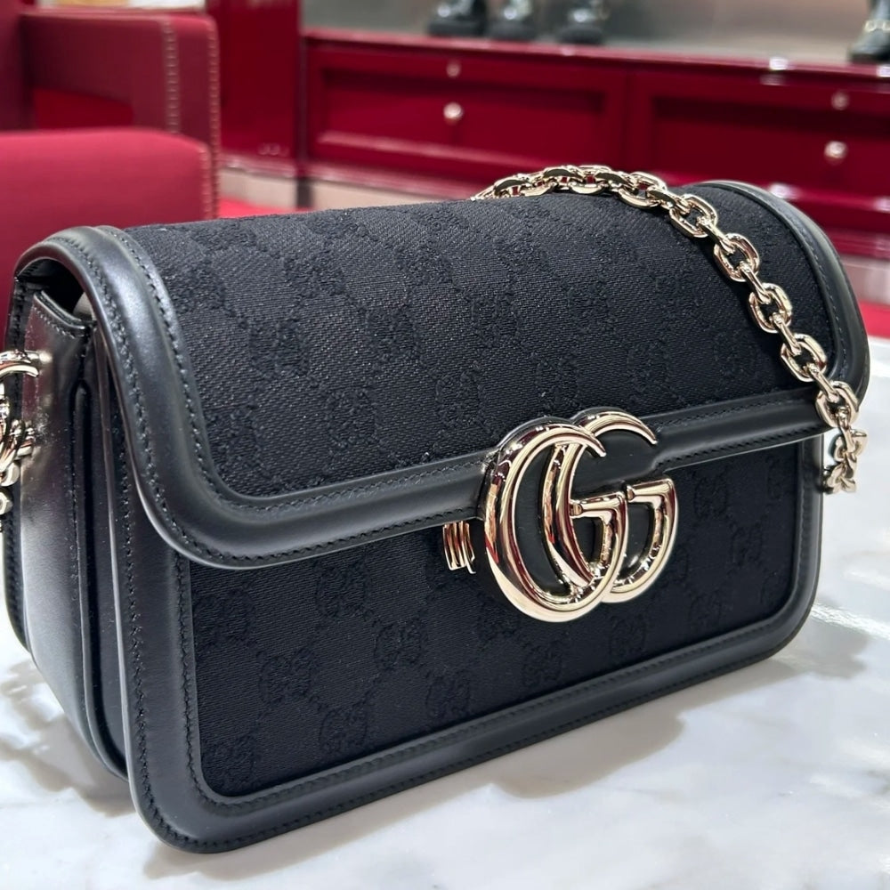GUCCI GO SMALL SHOULDER BAG BLACK 21CM ‎826761 FAEKK 1000