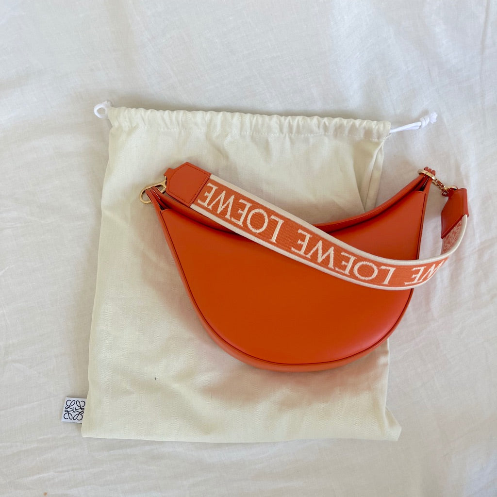 Loewe Luna small canvas-jacquard trimmed leather shoulder bag