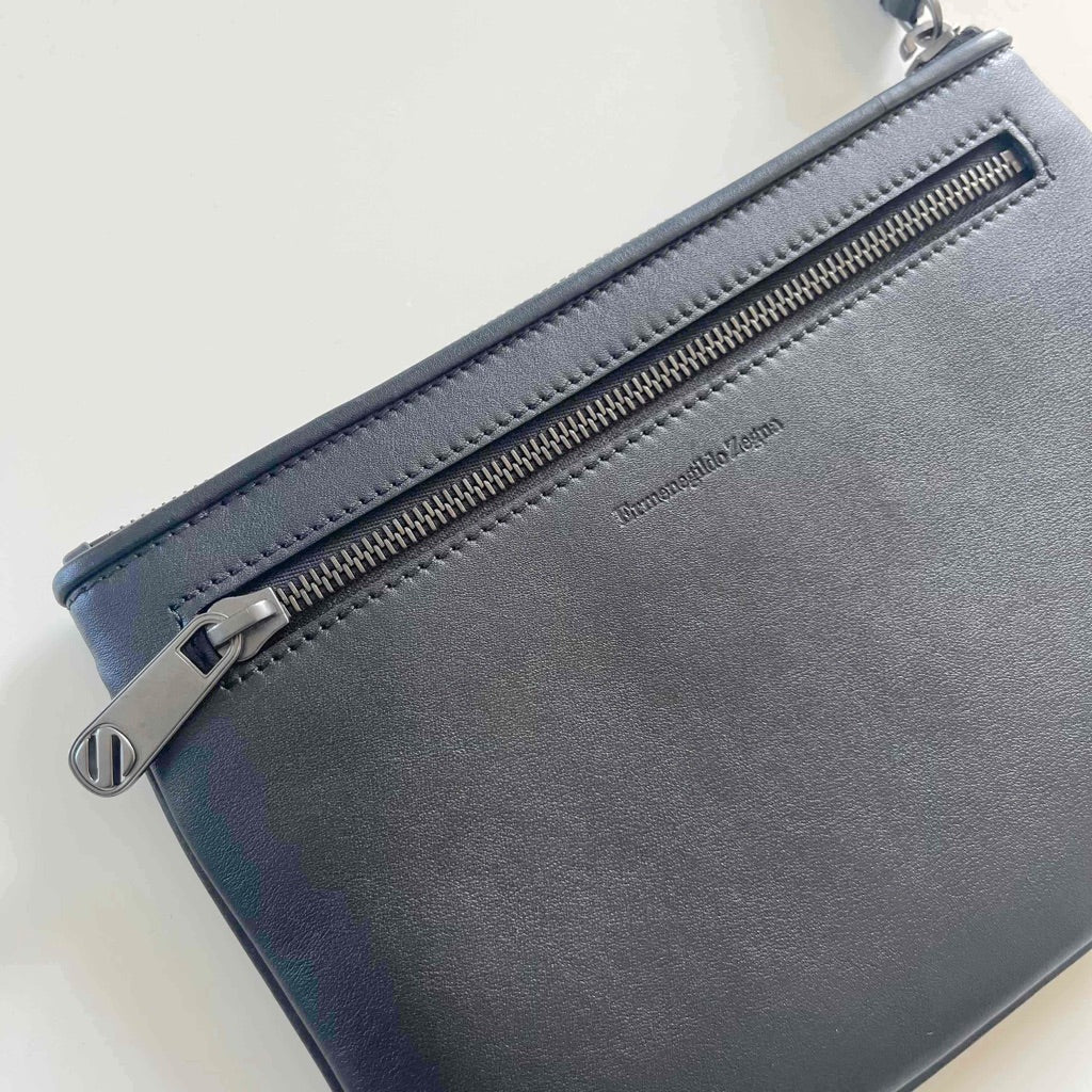 Zegna woven leather pouch