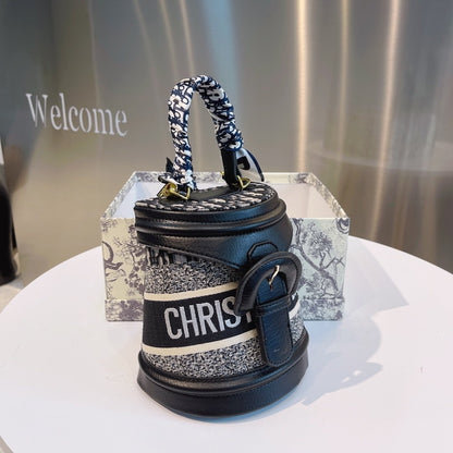 CHRISTIAN DIOR  Calfskin Small Dior Vibe Bucket Blue