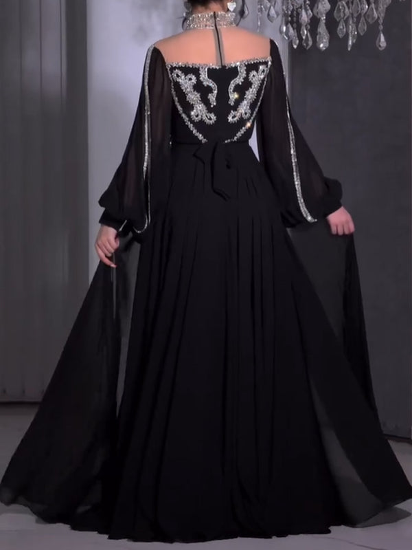 Sequined Elegant Chiffon Women's Dress