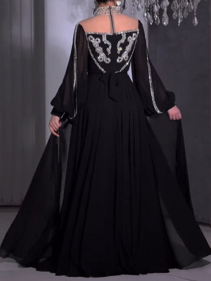 Sequined Elegant Chiffon Women's Dress