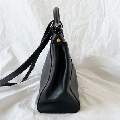 Fendi Black Leather Medium Peekaboo Top Handle Bag