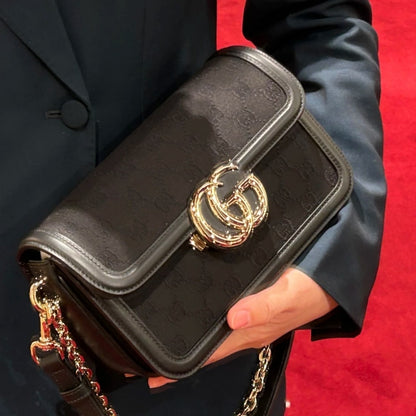 GUCCI GO SMALL SHOULDER BAG BLACK 21CM ‎826761 FAEKK 1000