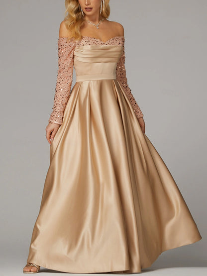 Tube Top Solid Color Sequins Maxi Dress