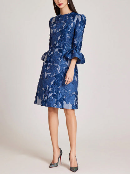 Crew Neck Print Midi Dress