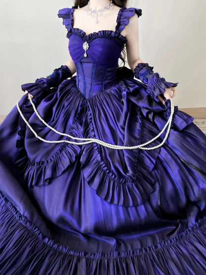 Purple Vintage Fashion Elegant Long Satin Floor Length Ball Gown Evening Dress Party Dress gh4249