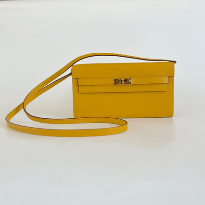Hermes Kelly To Go Wallet Jaune d'or Epsom Leather with gold hardware