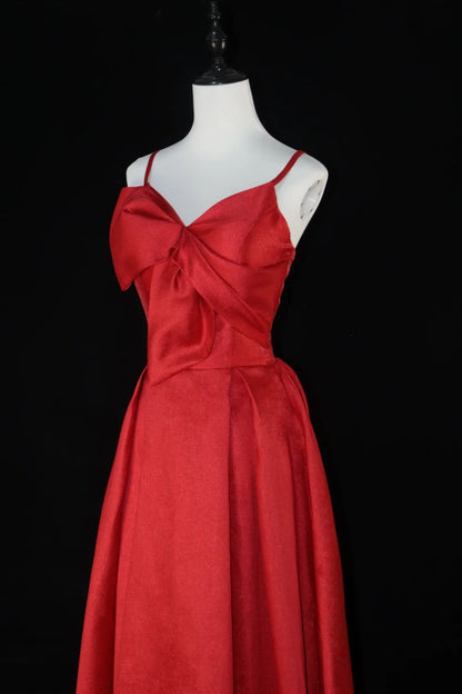 Blue/Brown/Red Spaghetti Strap Elegant Long Satin Ball Gown Evening Dress Party Dress gh4539