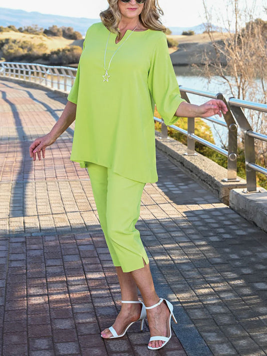 Loose Solid Color Cotton Linen Home Ladies Sets