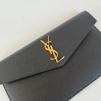 Saint Laurent Uptown Pouch in Grain De Poudre Embossed Leather