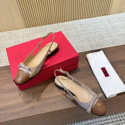 VALENTINO GARAVANI VALET DU ROI SLINGBACK BALLERINA ROSE AND BROWN