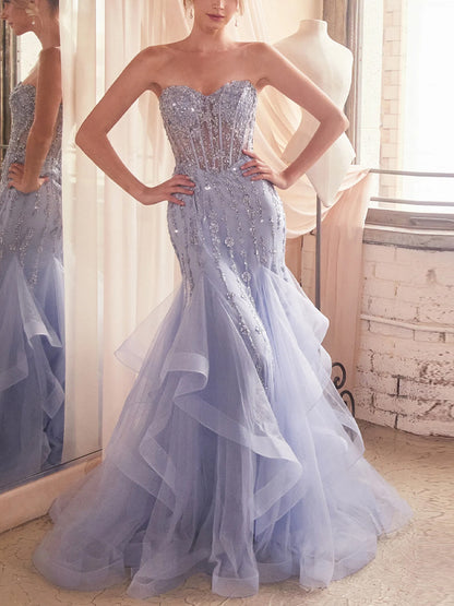 Strap Top Sequined Mesh Maxi Dress