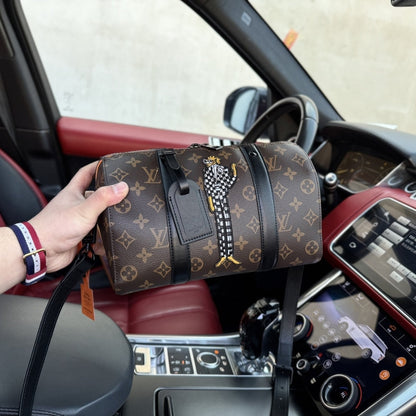 LOUIS VUITTON CITY KEEPALL BAG MONOGRAM CANVAS WITH LV FRIENDS PATCH 27CM