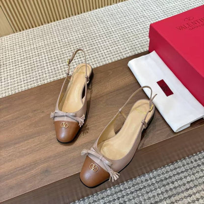 VALENTINO GARAVANI VALET DU ROI SLINGBACK BALLERINA ROSE AND BROWN