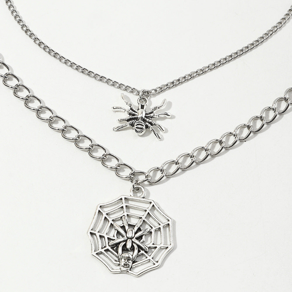 Personality multilayer spider hollow necklace