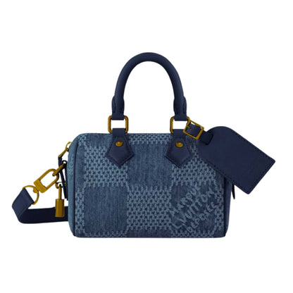 LOUIS VUITTON SPEEDY 18 BANDOULIÈRE DENIM BLUE 18CM N00208