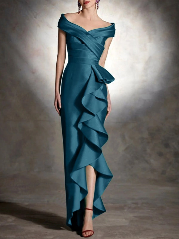 V-neck Solid Color Maxi Dress