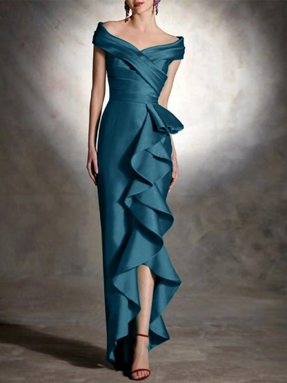 V-neck Solid Color Maxi Dress