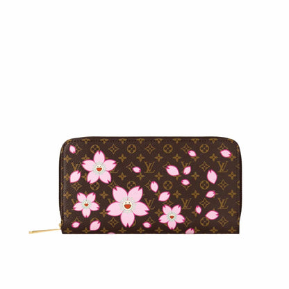 LOUIS VUITTON X TAKASHI MURAKAMI ZIPPY WALLET SAKURA BROWN 19CM M13433
