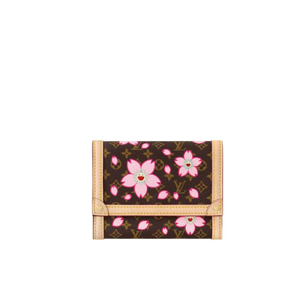 LOUIS VUITTON X TAKASHI MURAKAMI VICTORINE WALLET SAKURA BROWN 11CM M13427