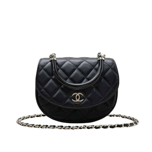 CHANEL 25C CLASSIC CLUTCH WITH CHAIN BLACK 16CM
