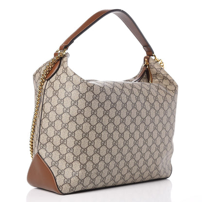 Gucci  GG Supreme Monogram Large Linea A Hobo Light Brown