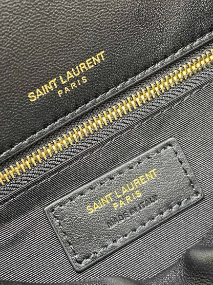 Saint Laurent  black lambskin chain handbag