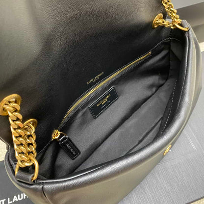 Saint Laurent  black lambskin chain handbag