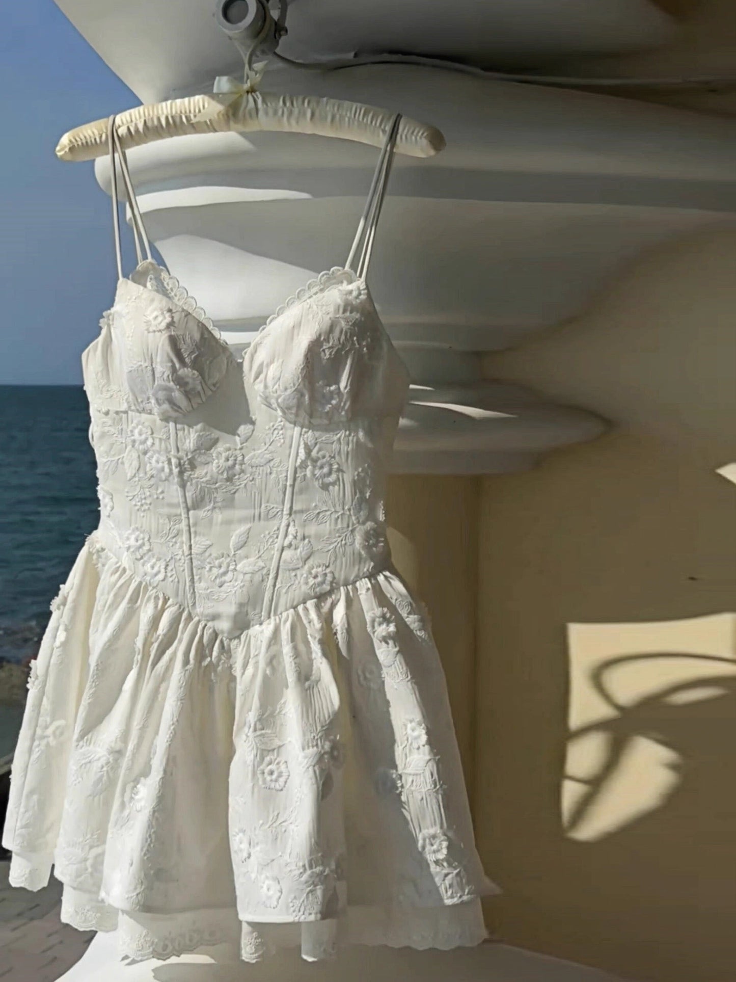 Simple A Line Spaghetti Straps White Lace Short Formal Homecoming Dresses Party Graduation Dress Dance Hoco Dresses DH2771