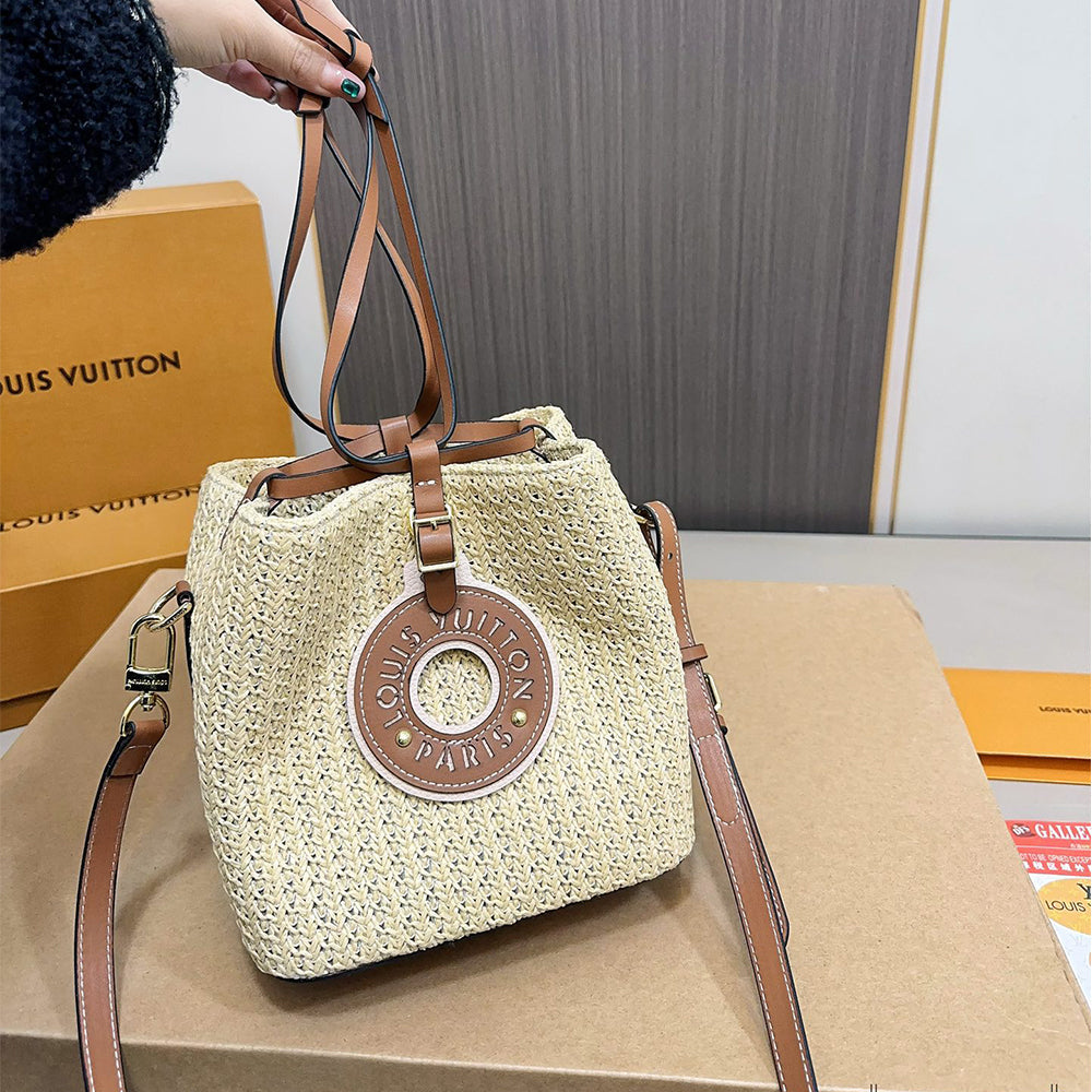 LV Louis Vuitton NOE PURSE Raffia Bucket Bag 18x18cm