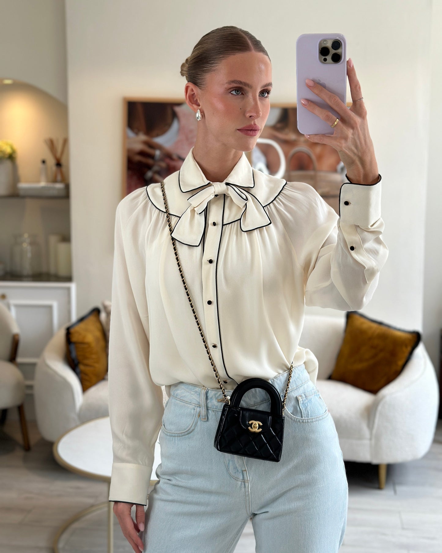 *HOT & RARE* Chanel Black Nano Kelly Shopping Bag in Calfskin Leather with Brushed Antique Gold Hardware