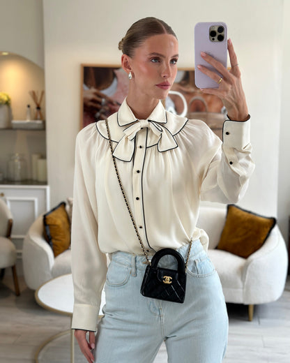 *HOT & RARE* Chanel Black Nano Kelly Shopping Bag in Calfskin Leather with Brushed Antique Gold Hardware