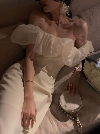 Off Shoulder Black Fashion Outfits Elegant Midi Bodycon Prom Dress  SH1220