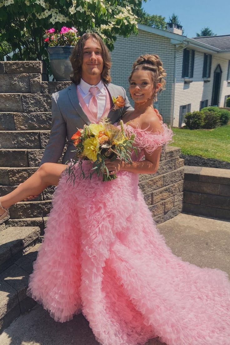 Sky Blue Princess Slit Evening Dress Feathers Straps Tulle Beaded Tiered Long Prom Dress SH1051