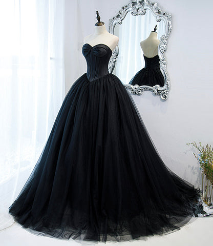 Black stylish and elegant long tulle floor-length ball gown evening dress 10152
