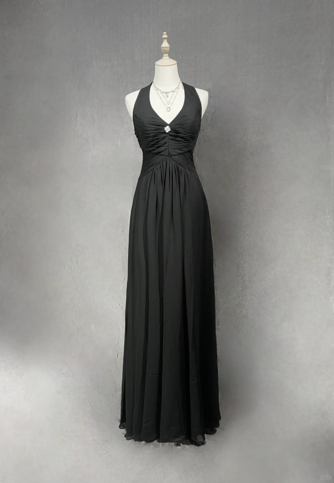 Black Retro Simple Fashion Elegant Exquisite Rhinestone Suspender Long Tulle Floor-Length Prom Dress Evening Dress Prom Dress Party Dress Bridesmaid Dress gh3858