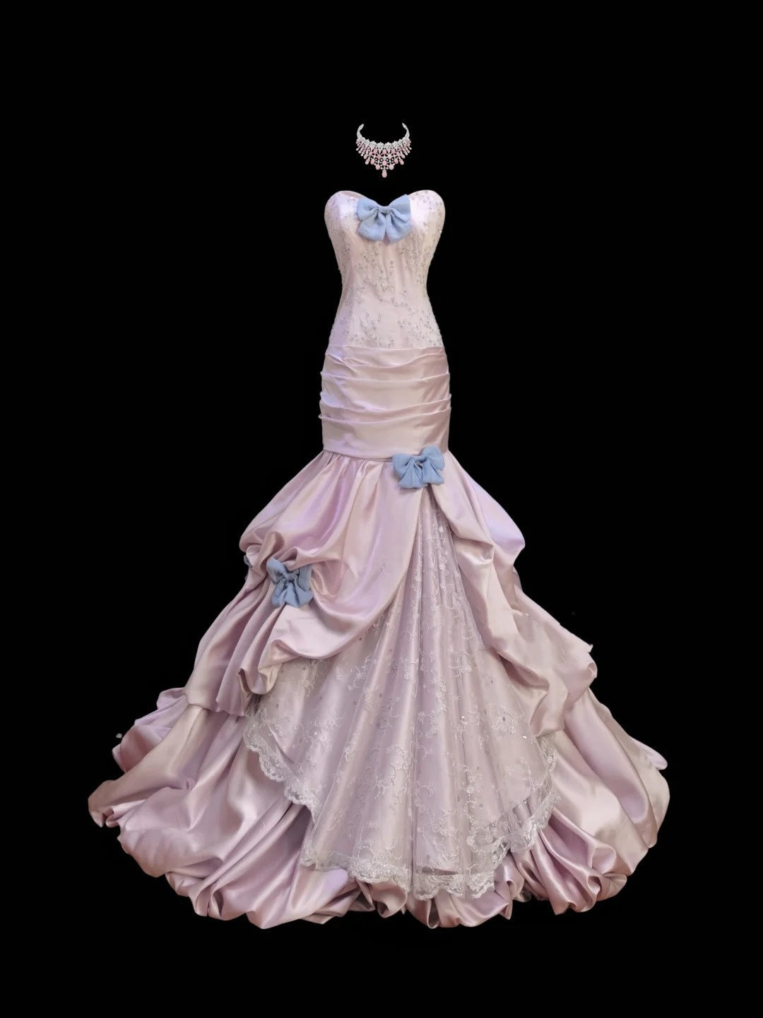 Pink sweet bow decoration long floor-length ball gown evening dress adult ceremony birthday dress gh4100