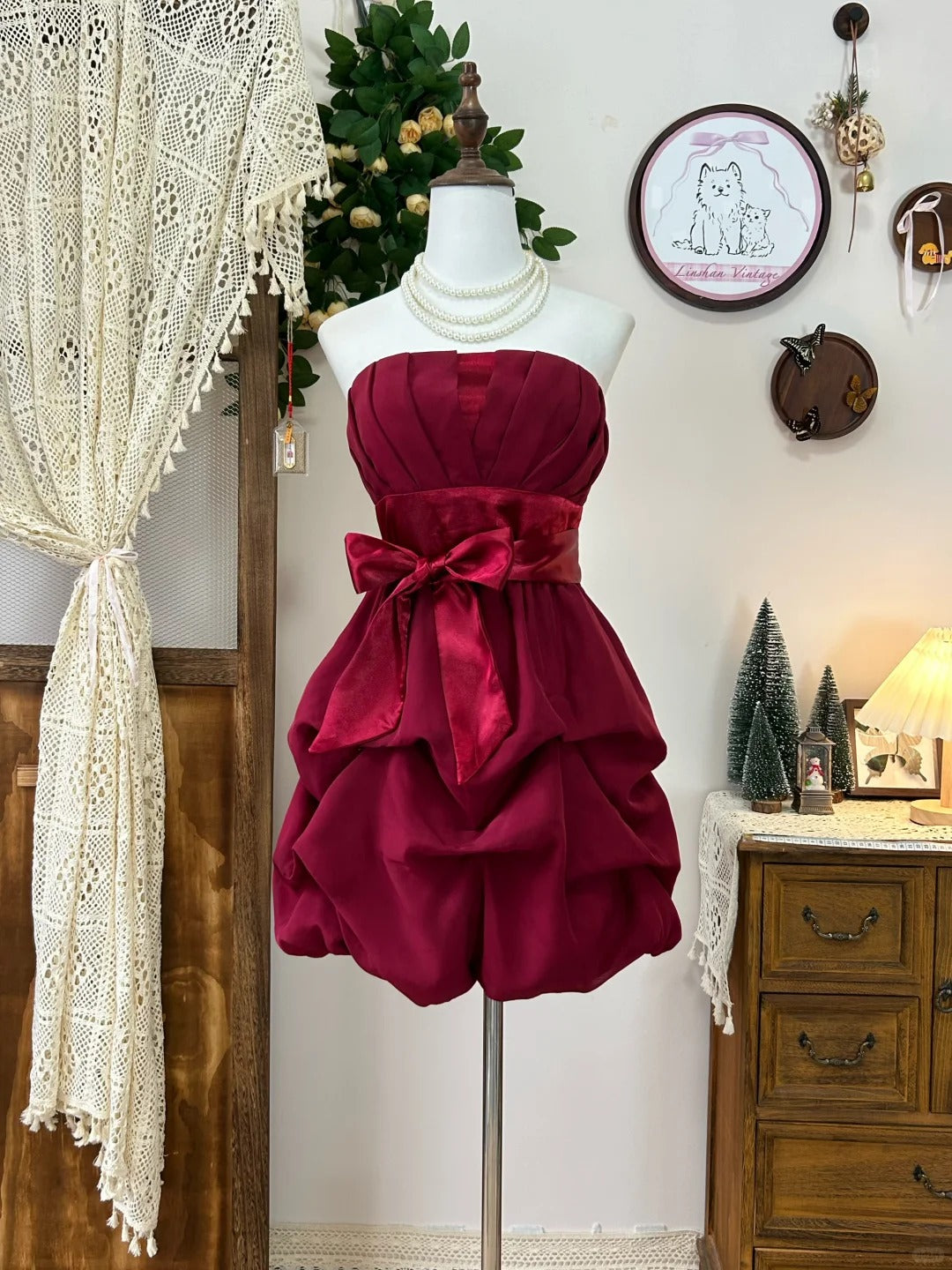 Burgundy Short Cute Sweet Homecoming Dress Birthday Party Dress gh4260