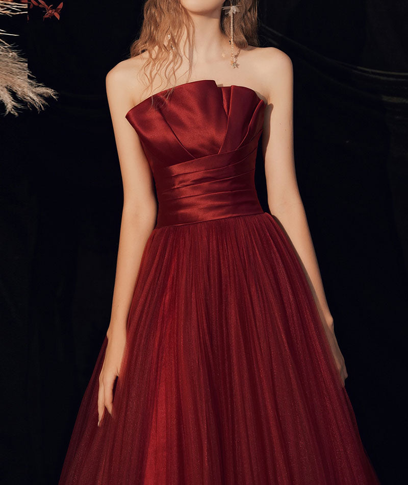 Burgundy long prom dress formal dress  8350